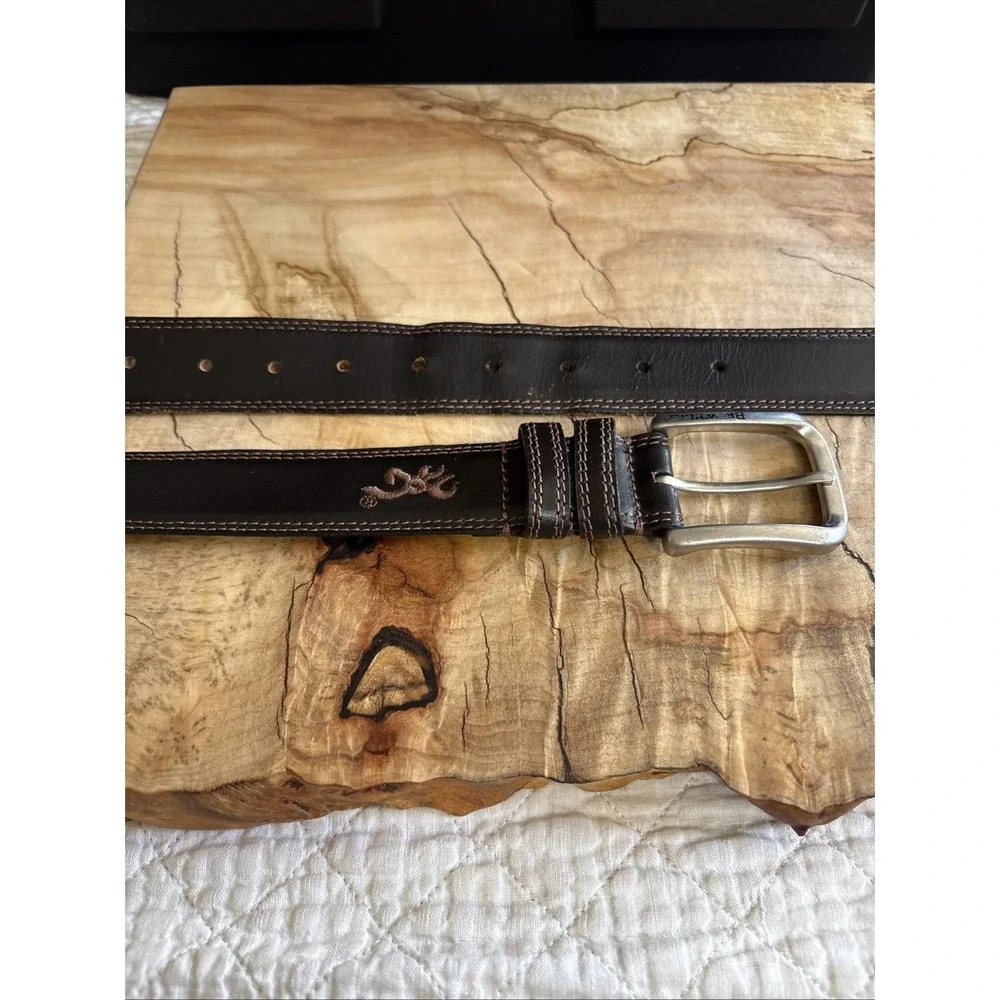 Browning Mens Leather Belt‎ Size 40 Logo NICE Condition!